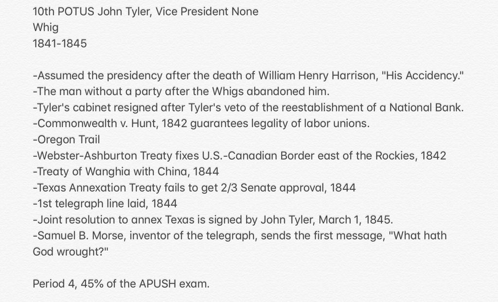 ChaseCatoRVHS's tweet photo. 10 days from the APUSH exam, #APUSHPresidentialCountdown President Taylor. #POTUSProfiles #APUSH10 https://t.co/fLMGKCJze3