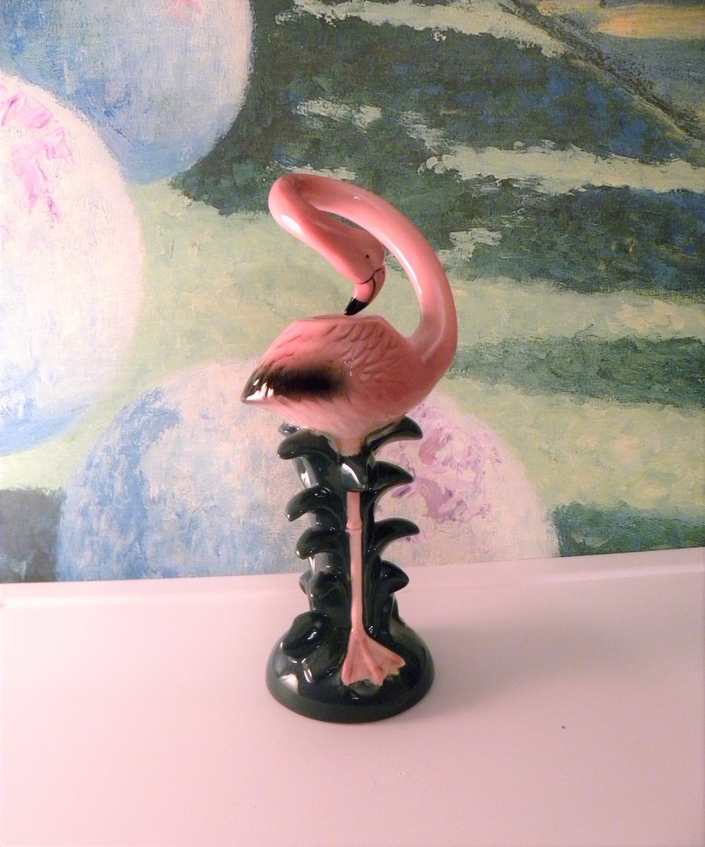 Vintage Pink Flamingo Candlestick, Sarsaparilla Porcelain Pink Flamingo Palm Beach Decor / Wildlife kingdom Sale tuppu.net/325eca54 #FieldsOfVintage #Etsy #CandlestickHolder