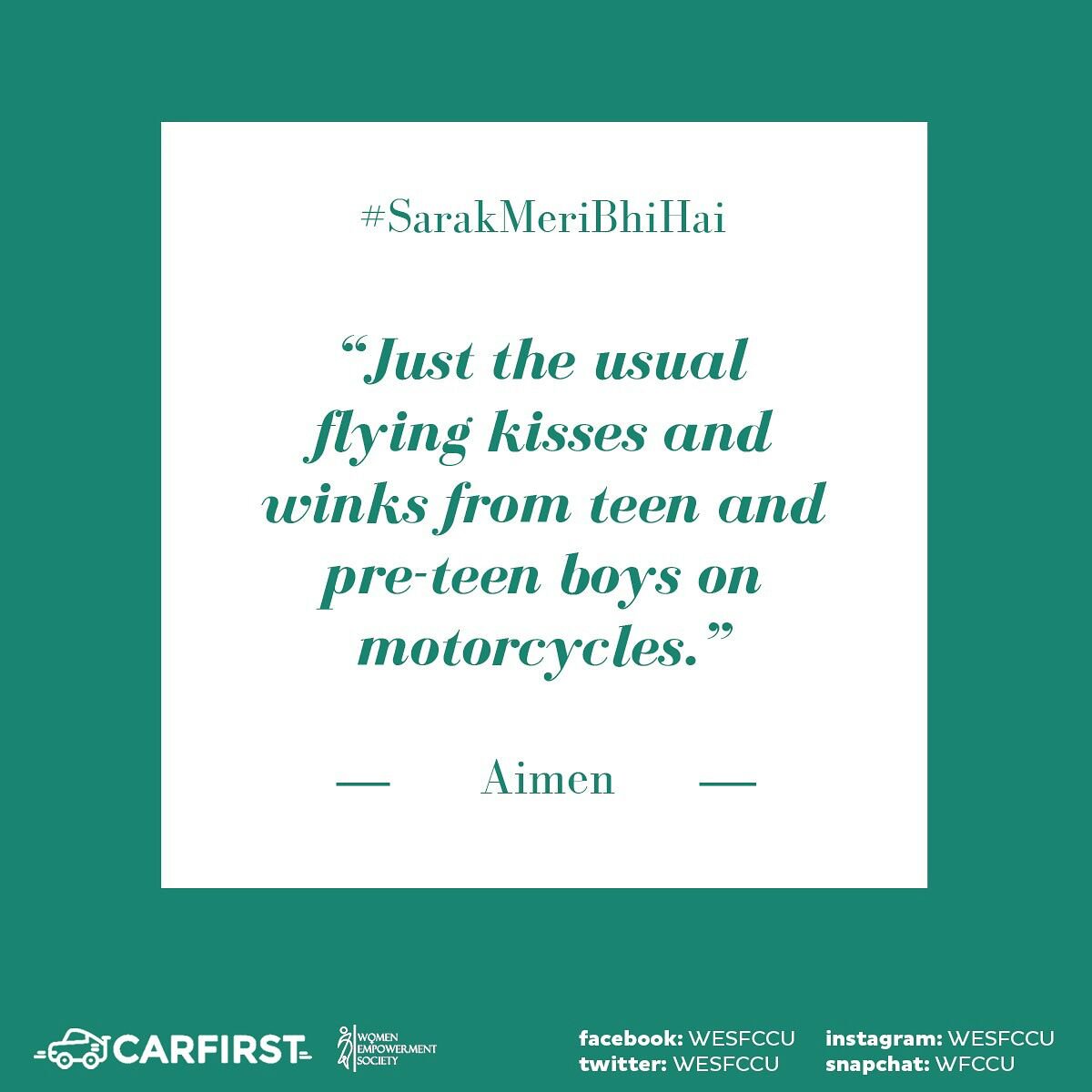 WESFCCU's tweet image. #SarakMeriBhiHai #CarFirst