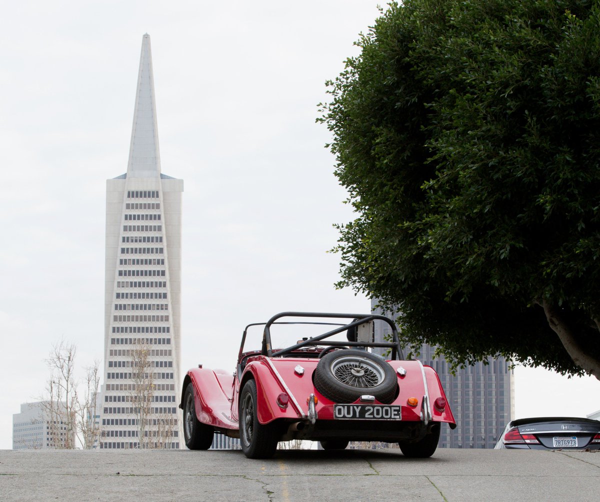 SonomaSadie's tweet photo. Morgan +8 prototype turns 50 in S.F. @mog_magazine photo shoot #MorganMotor #MorganPlus8 #Plus8 #MorganAdventure #MorganLive https://t.co/yj1u1ZhzJO