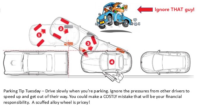 Parking Tip Tuesday - When parking, don't whip it!  Take it slow!
