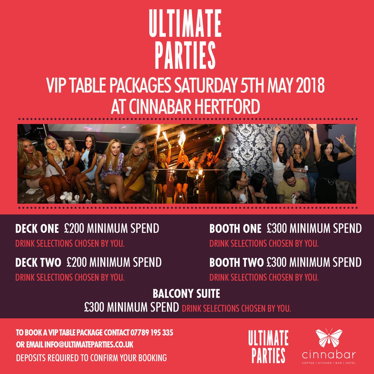 This Saturday it’s the return of <a href="/UltimateP_rties/">Ultimate Parties</a> from 9pm w/ <a href="/luke_welsh/">Luke</a> <a href="/Connolly55/">Alex Connolly</a> @Joe_Langenhan <a href="/DeanAnderson21/">Dean Anderson</a> plus <a href="/TomPercussion/">Tom Chapman</a> 🥁 + <a href="/NinoViolin/">NINO</a> 🎻

For Tables/Guestlist: 01992 660660 📲