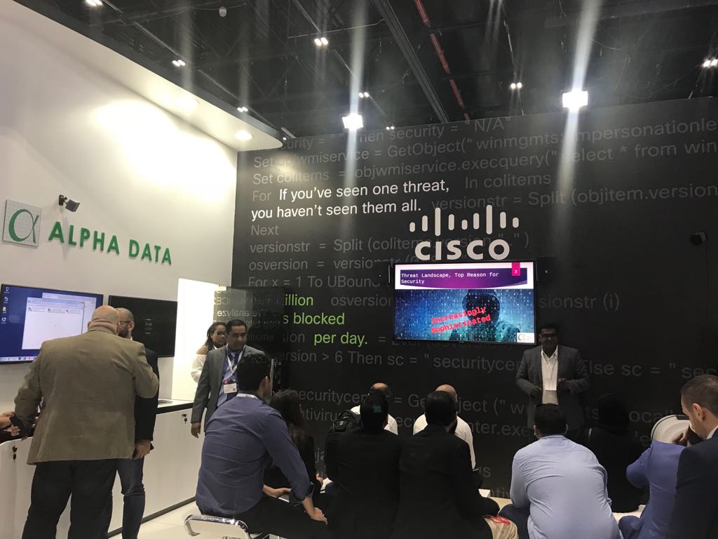 AlphaData's tweet image. Session on #CyberSecurity happening on our booth (B6) at @GISECDUBAI @ciscomiddleeast #alphadata #YourSecurityPartner #GISEC #GISEC2018