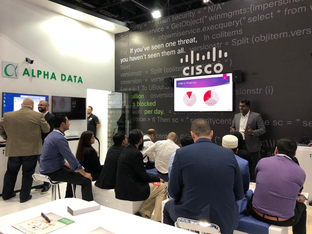 AlphaData's tweet image. Session on #CyberSecurity happening on our booth (B6) at @GISECDUBAI @ciscomiddleeast #alphadata #YourSecurityPartner #GISEC #GISEC2018
