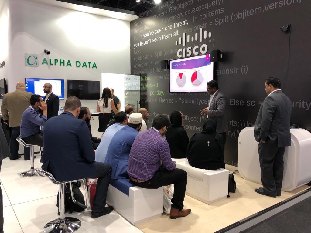 AlphaData's tweet image. Session on #CyberSecurity happening on our booth (B6) at @GISECDUBAI @ciscomiddleeast #alphadata #YourSecurityPartner #GISEC #GISEC2018