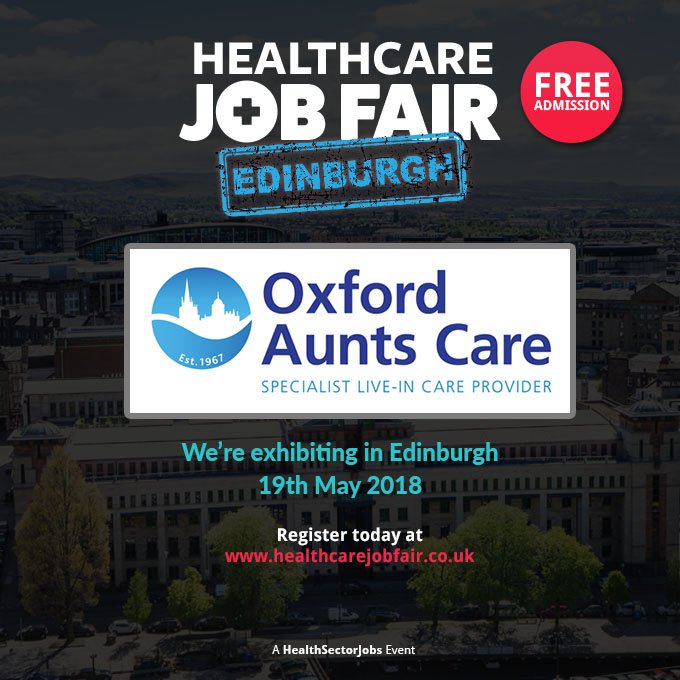 oxfordaunts's tweet photo. We're coming to the @HealthSectorJob fair in #Edinburg on May 19th between 10-4pm, intersted in #liveincare in and around Oxfordshire then come by and see Sarah &amp; Kate. https://t.co/Sv8RZPSFIw