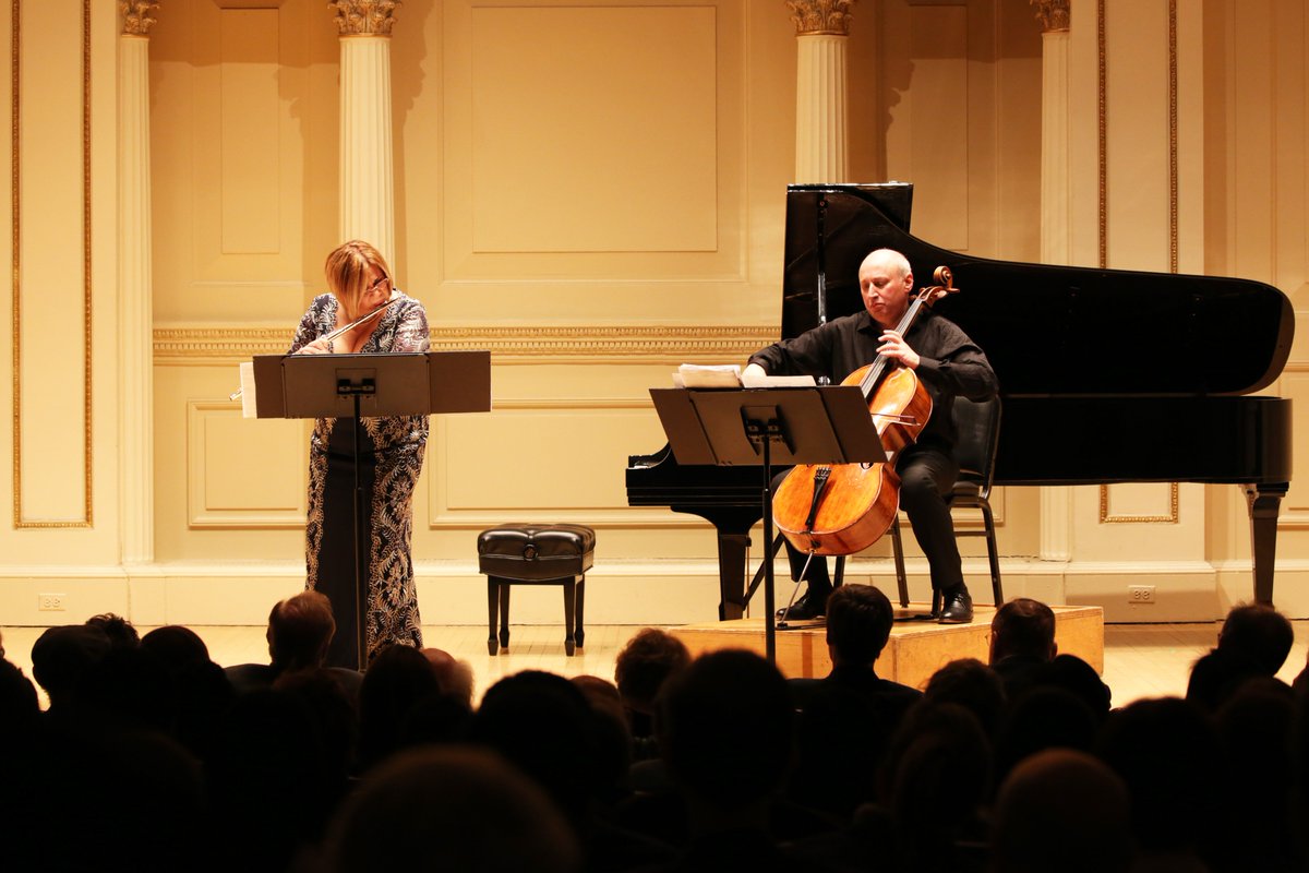 InterHarmony's tweet photo. More photos from the April 28 Carnegie Concert! Villa-Lobos: The Jet Whistle with @MishaQuintcello and Nora Lee Garcia! https://t.co/1YqGjplhNJ