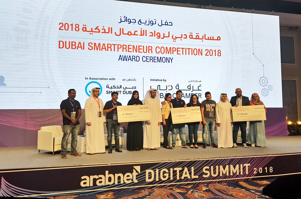 thisisaby's tweet photo. And the winners of this year's edition of #DXBSmartComp by @DubaiStartupHub and @dubaichamber are:
In third place: Teledoc
In second place: Intuitio
And in first place: @Wake_Cap!
Congratulations all!
@ArabNetME #DigitalSummit2018 https://t.co/ck1zTxghe9