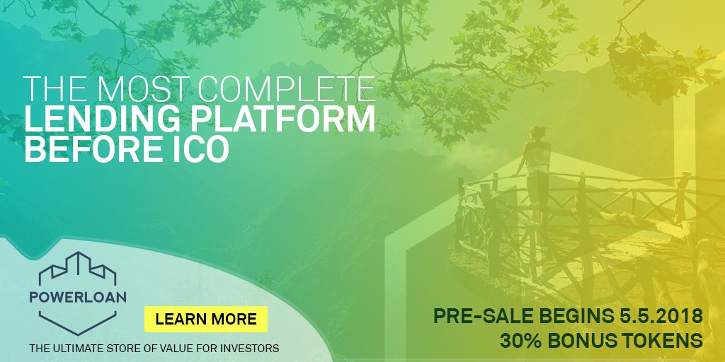 PowerLoanIO's tweet photo. 30% Bonus #Airdrop from #PreICO purchases. 

Starts 5th May 2018 10AM UTC.

The most exciting #lendingprogram of 2018.

Register and deposit now. 

https://t.co/Yiy98BceXv

$ICO #ICO #Powerloan #CryptoLending #BTC #bitcoin #ToTheMoon https://t.co/0W3UJ30Dk0