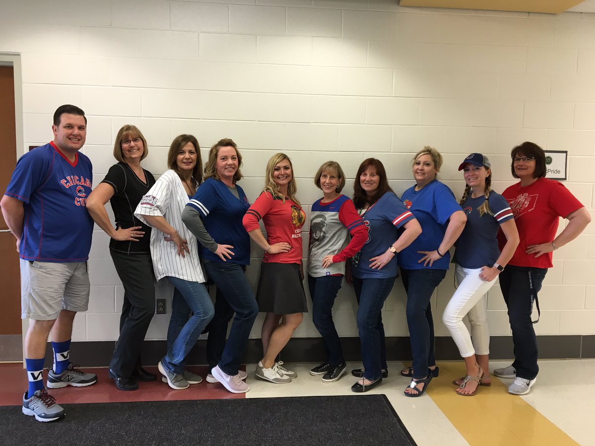 Schilling33C's tweet photo. May has begun! Cubs/Sox/ Chicago sports team day for Schilling staff today! What a great way to start May! @Homer33c #ljspride #33CPride https://t.co/zLsDeibw7o
