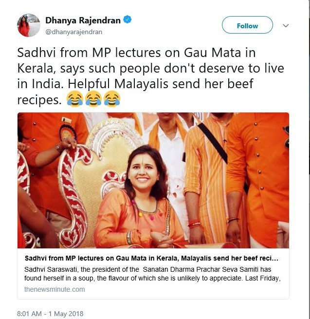 ir_elevant_'s tweet photo. What'ld be the reaction of Indian media if any group of people threaten to rape a Nun? I suppose hell will break out & medias will write opeds against such cultureless group of men.
A Sadhwi is such a revered figure for many Hindus. But media cheers the men who want to rape her https://t.co/ob0sPz45ry