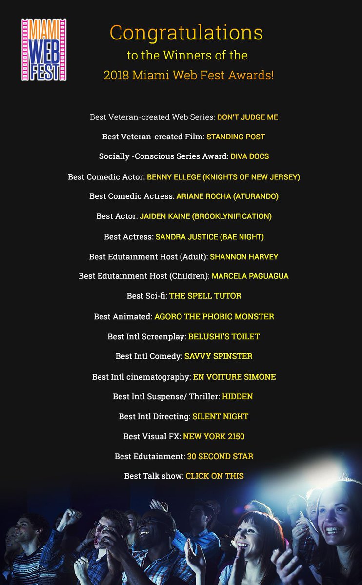MiamiWebFest's tweet photo. Congratulations to all of the 2018 Winners! https://t.co/8DWLEj5EWv