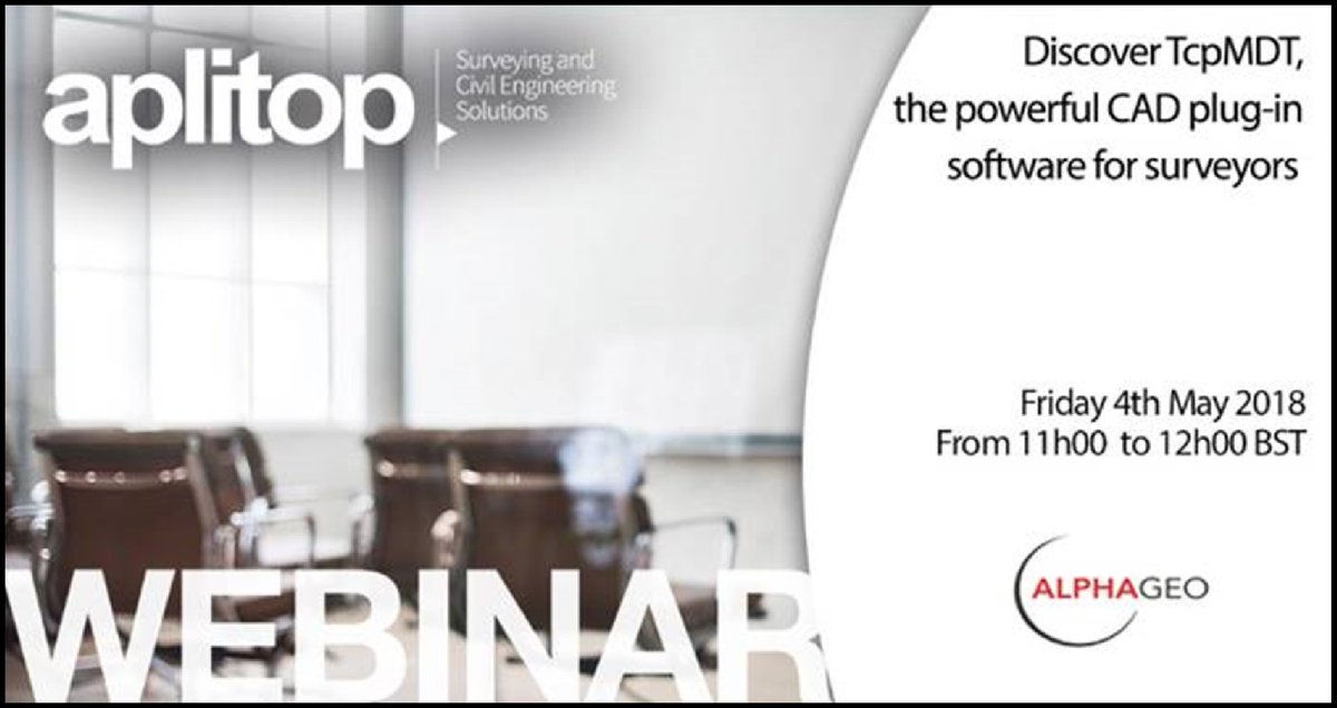 Geo_4D's tweet photo. This Friday our sales branch (AlphaGeo UK) are co-hosting a free webinar on the use of Aplitop's TcpMDT survey software, for which we are a sales point in the UK and Ireland.

Please follow the link below to register for the webinar.
https://t.co/EZpu2476s3 https://t.co/mbc5J4cJMP