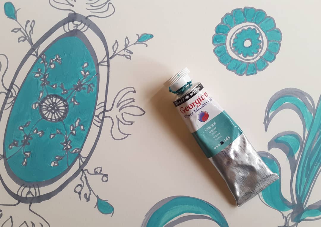 DalerRowney's tweet photo. Artist Mandy Billington finds her inspiration in architecture and interiors throughout different centuries. "Loving this turquoise by Daler-Rowney"
Try our #Georgian #Water #Mixable #Oil without the need of using solvent-based mediums they are ideal for studio and indoor usage! https://t.co/syw0xSb4Iu