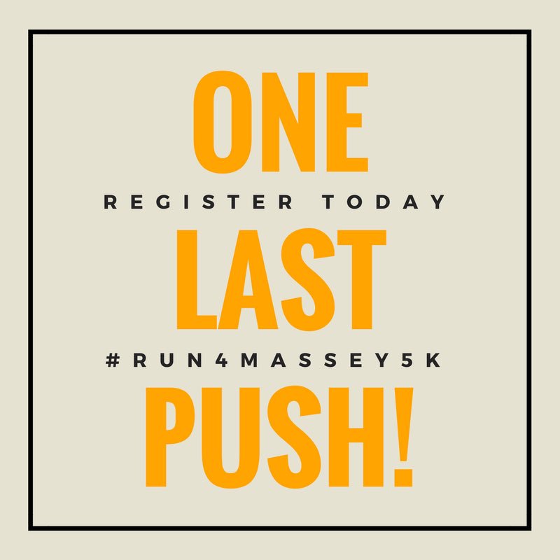 run4massey5k's tweet photo. Let’s make it happen. The 2018 #run4massey5k is THIS SUNDAY and we hope to see you there! https://t.co/U0HjuLvL3y