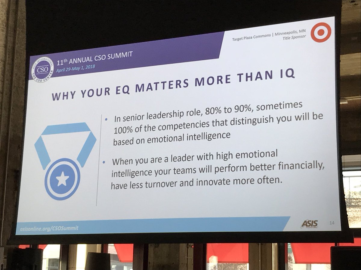 ASIS_Intl's tweet image. EQ &amp;gt; IQ. What will distinguish you in an interview or in a role will not be your cognitive abilities. High emotional intelligence will create high-performing and sustainable teams. #csosummit
