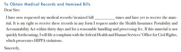 RosenthalHealth's tweet image. Remember that you have a right to your medical records &amp;amp; an itemized bill. While writing AnAmericanSickness.com, I developed this form letter for people who asked how to exercise this right: