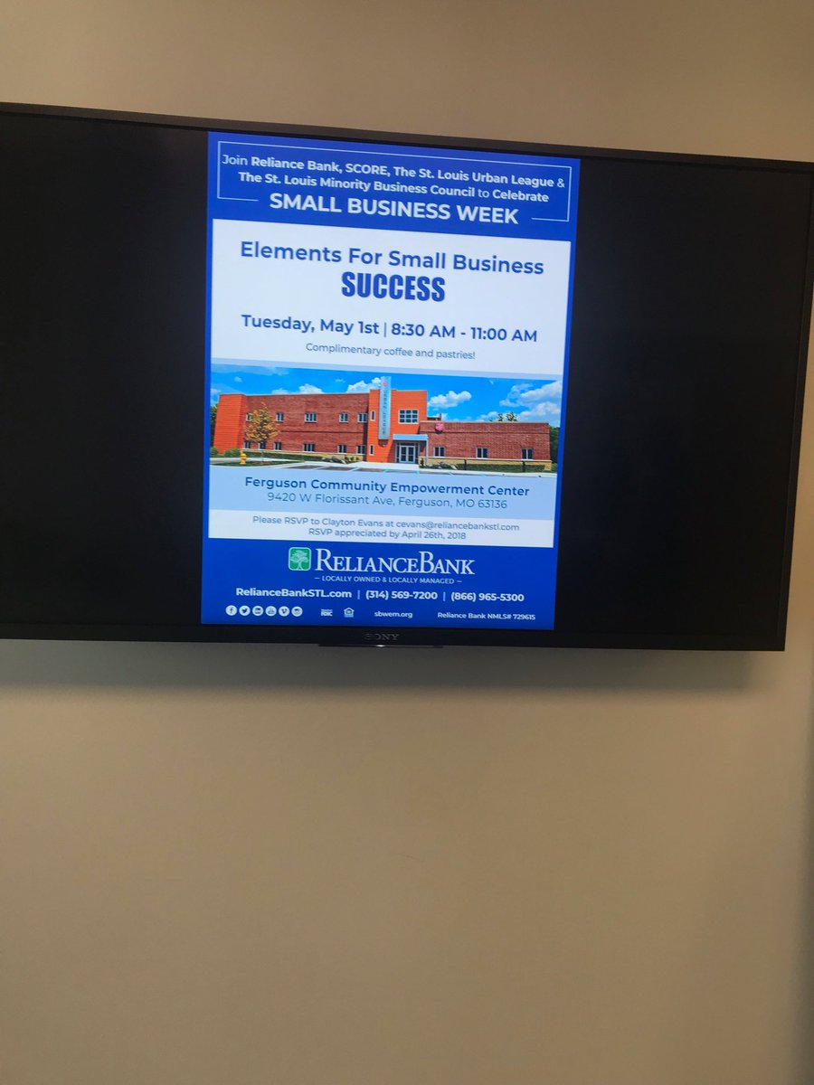 DirHolmes's tweet photo. Co hosting with Reliance Bank Elements For Small Business Success forum https://t.co/hxVIUWHMfx