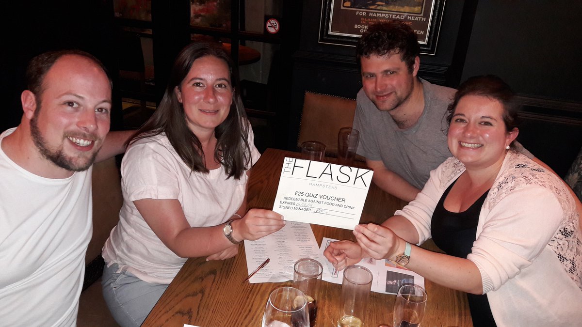 #Tuesday #Quiz from 8pm <a href="/YoungsPubs/">Young's Pubs</a> <a href="/FlaskHampstead/">The Flask Hampstead</a> . <a href="/WhatsOINLondon/">WOI - North London</a> <a href="/NorthLondonHour/">NorthLondonHour</a> <a href="/HampsteadHighSt/">Hampstead High St</a> <a href="/HampsteadLife/">HAMPSTEAD LIFE</a> <a href="/Pramstead_/">Pramstead</a> <a href="/BelsizeVillage/">Belsize Village, London, NW3</a> <a href="/BelsizeBulletin/">NW3</a> Last weeks winners were Pussies &amp; for the 1st time in YEARS! a voucher went to Degrees of Separation in 2nd place