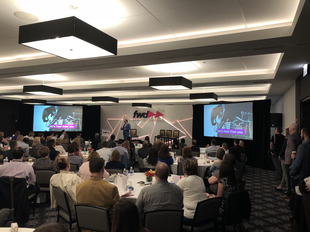 tonyscannell's tweet photo. Our CEO @triple_deee delivering the keynote to a SRO crowd. Our company rocks, literally. Music is a key business component and woven into the fabric at @springcmcloud #SpringForwardChicago https://t.co/rTTcFWVe2w