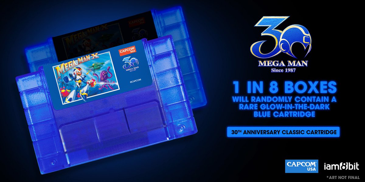 iam8bit's tweet photo. "Mega May" kicks off w/ TWO Mega Man 30th Anniversary Classic Cartridges - Mega Man 2 + Mega Man X. LIMITED EDITION of 8500 each, only @ https://t.co/I1a8WHJMJr https://t.co/7vkbFuD0H2