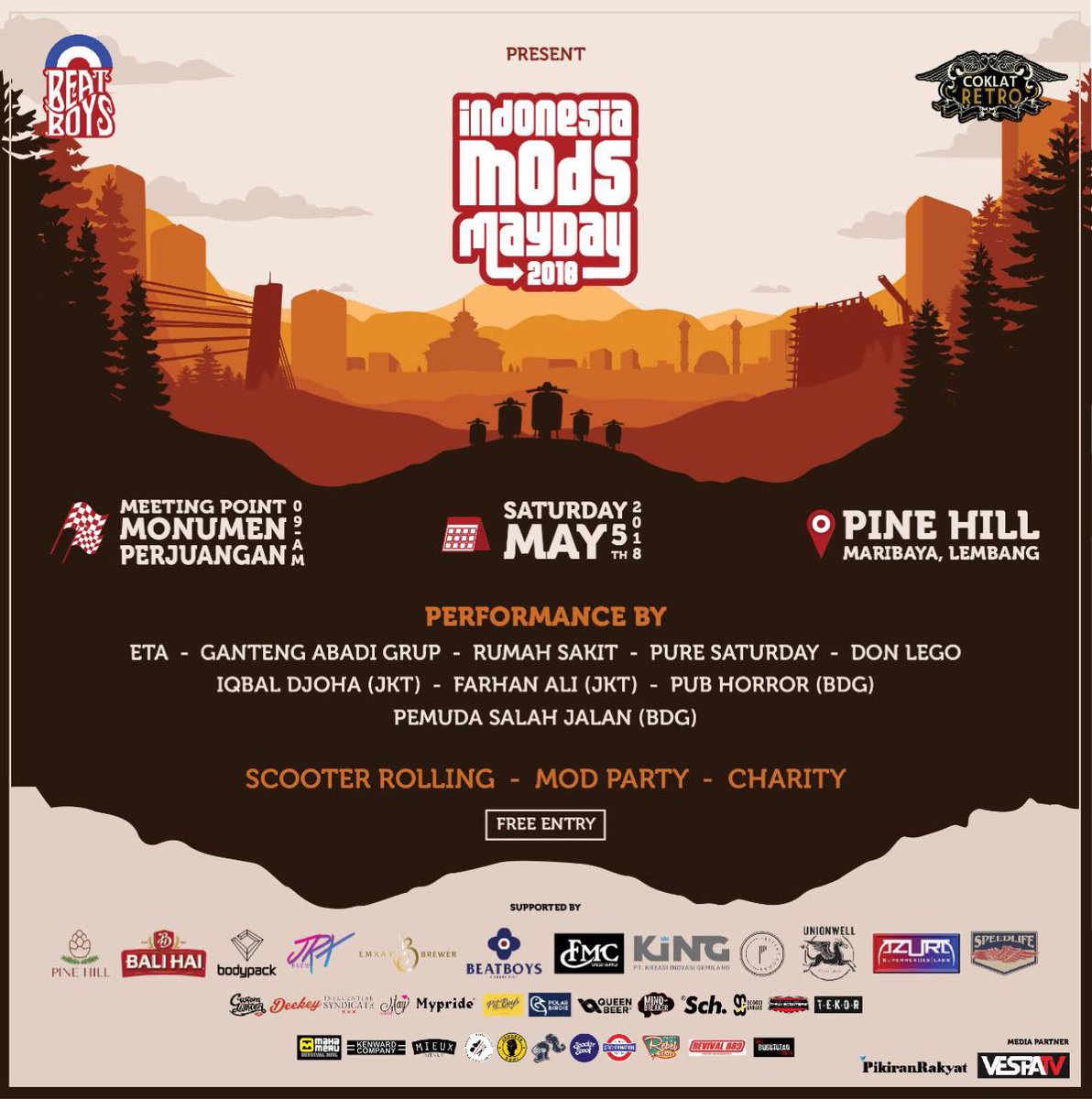 OUR NEXT EVENT :
Indonesia Mods MayDay 2018
Saturday May 5 2018
At Pine Hills Cibodas Lembang 
FREE ENTRY!!! 

SEE YOU THERE !!
#mereadyforimmd2018 #beatboysid #beatboysmods #beatboysindonesia #etabandbandung #IndieMusic #indiepop #bandung #Indonesia