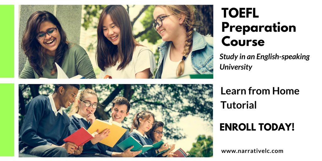 narrativelc_nlc's tweet photo. Pursue your dream of studying in the U.S by passing the #TOEFLTest. Consider taking a #TOEFL Exam Preparation Course online offered by #NLC to improve your #English Skills and Proficiency. What to expect in this course? See details here: https://t.co/3vqYLUE4Rl
#EnglishLearners https://t.co/U2gnN02Ofo