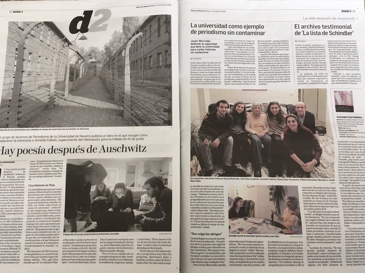 jrvirgili's tweet photo. Buena doble página del @DiariodeNavarra a propósito de “Auschwitz en primera persona”. https://t.co/gCwk7BYwLX