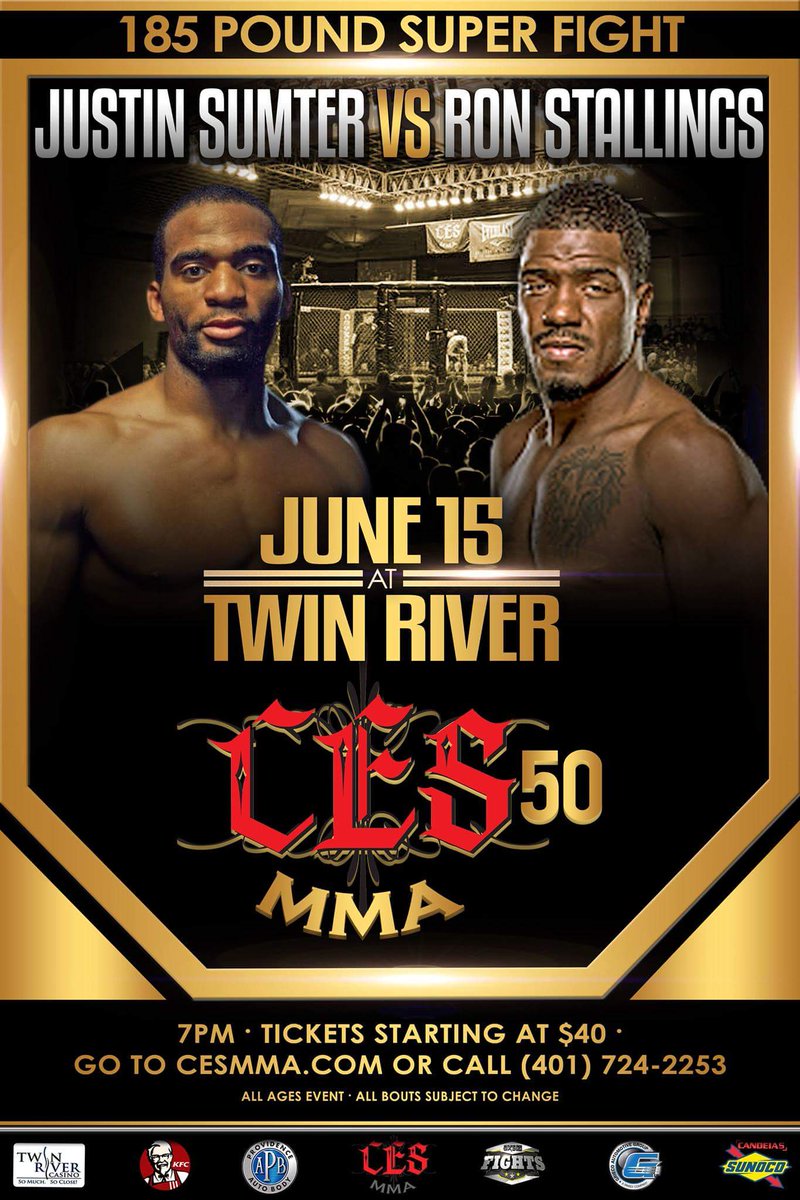 CESMMA's tweet photo. ⚠ Pumped to announce top #NewEngland middleweight contender @FortSumterMMA takes on #UFC vet @ChoirBoyMMA at #CES50 on June 15 under the bright lights at @twinrivercasino, LIVE on @AXSTVFights!

Get your tickets ➡ https://t.co/Up8kKfYFpe https://t.co/sqJPOinOD3