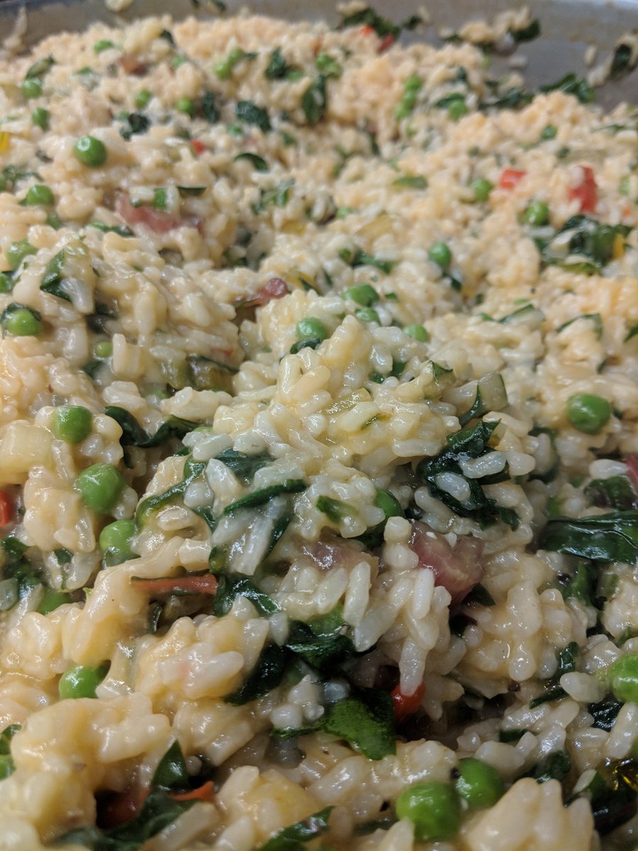 Super food risotto today in dining hall: with spring peas and Swiss chard!