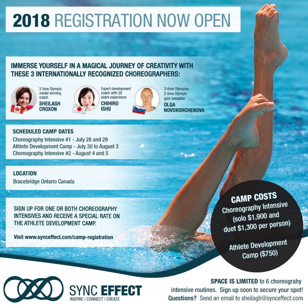 scroxon's tweet image. SHARE &amp;amp; help us spread the magic! Looking forward to our upcoming choreography intensives and 2nd annual athlete development camp. Now accepting registrations at synceffect.com/camp-registrat…. We hope to see you in Bracebridge this summer!
#synceffect #inspire #connect #create