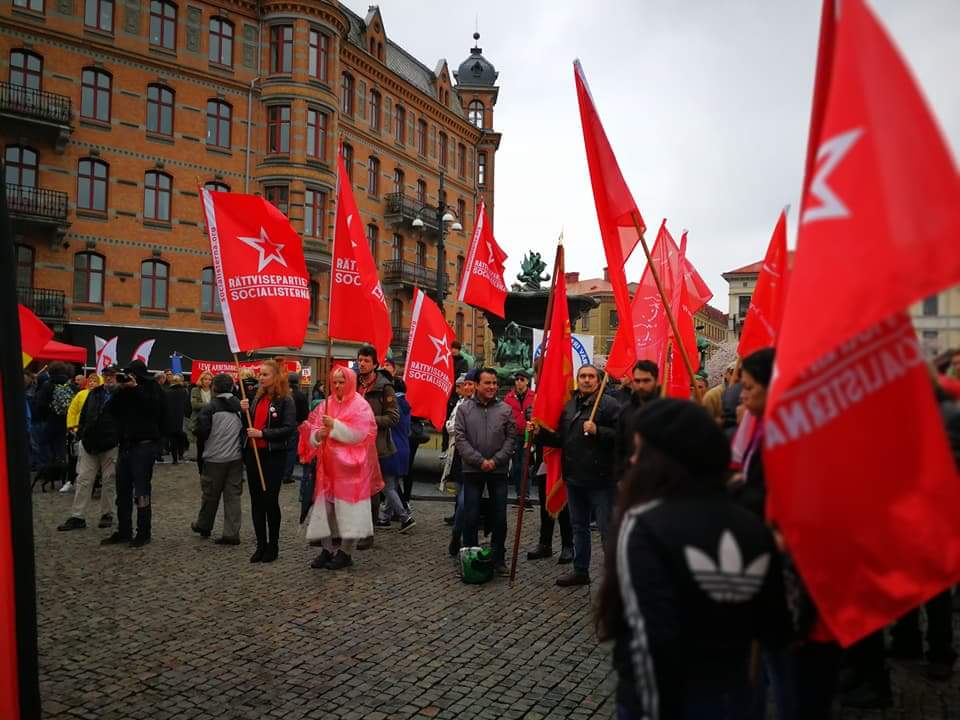 Första maj med Rättvisepartiet Socialisterna på Järntorget.