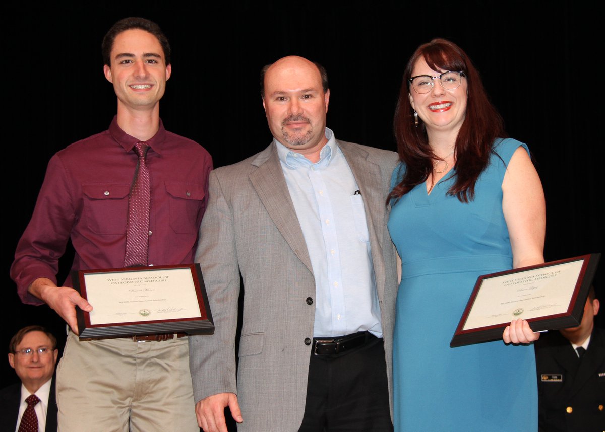 WVSOM_AlumniAssoc (@wvsom_alumassoc) on Twitter photo Congratulations to the recipients of the 2018 <a href="/WVSOM/">WVSOM</a> Alumni Association scholarship! Alumni Association President Rob Olexo, D.O. '01 presented the awards to Vincent Morra, OMS-II and Reina Lopez, OMS-II at the WVSOM Spring Awards ceremony earlier this spring. Congratulations to the recipients of the 2018 <a href="/WVSOM/">WVSOM</a> Alumni Association scholarship! Alumni Association President Rob Olexo, D.O. '01 presented the awards to Vincent Morra, OMS-II and Reina Lopez, OMS-II at the WVSOM Spring Awards ceremony earlier this spring.