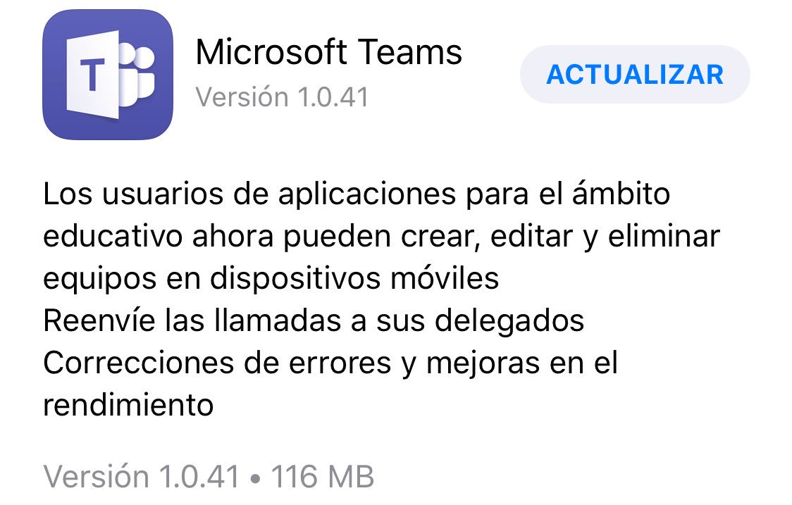 sbuitragoreis's tweet photo. Actualización Microsoft #Teams para móvil https://t.co/lDCgx6iIPq