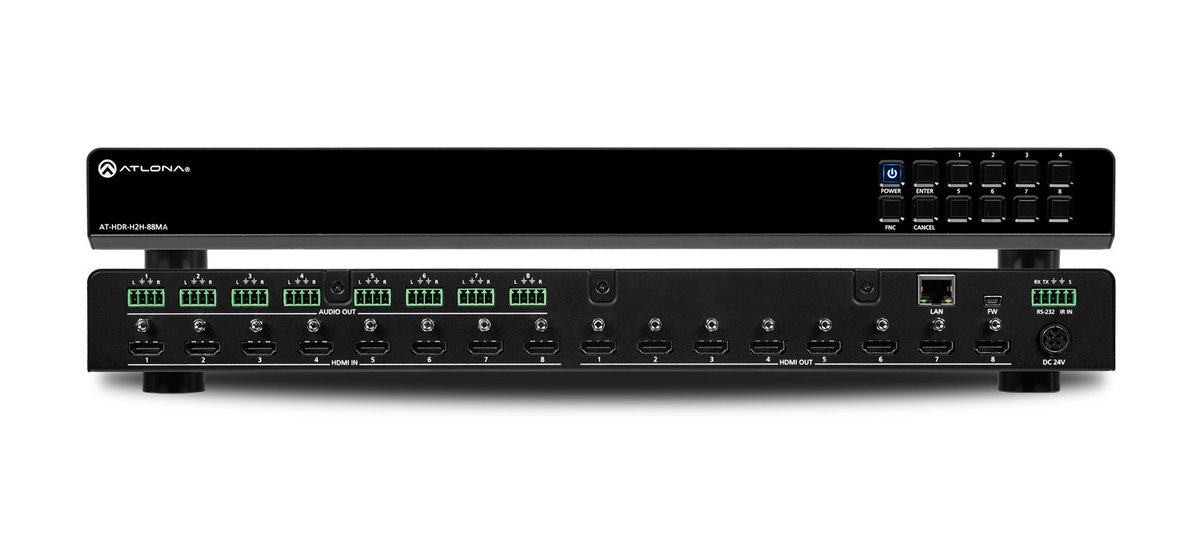 Atlona's tweet image. Just like its 8x8 sibling, Atlona’s  HDR-H2H-88MA #matrixswitcher builds on the reliability of the AT-HDR-H2H-44M matrix switcher. ow.ly/cCUN30jMpJJ