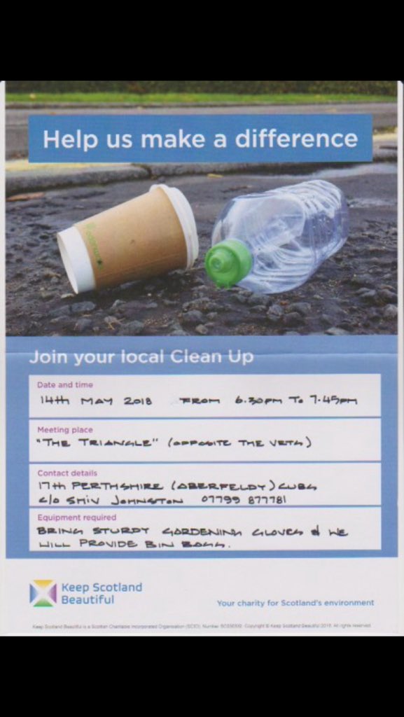Cubs17th's tweet photo. #Cubs are going to be #litterheros as part of @KSBScotland #CleanupScotland event. Join us on 14th May if your in #Aberfeldy https://t.co/hBW80qYXnS