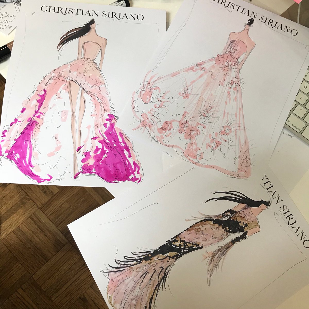 CSiriano's tweet photo. The sun is out and it’s a a perfect day in New York to sketch a few spring dresses! #cssketch https://t.co/I5x9Qf9xJU