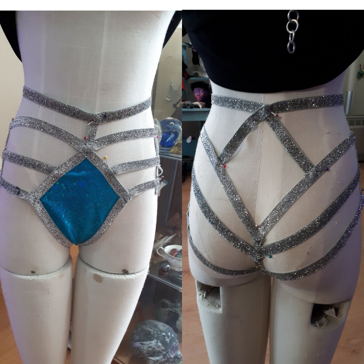 Today's project: MERMAID  PANTIES!! #burlesque #panties #sewingproject #costume #Mermaid #WIP