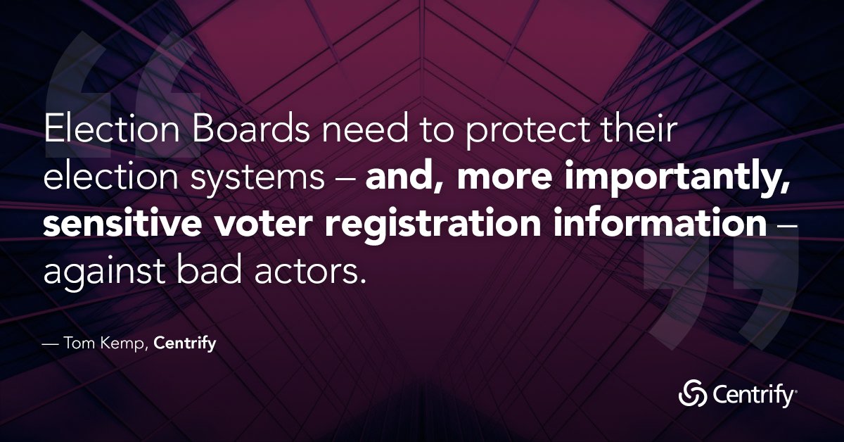 Centrify's tweet photo. #MFA + user privilege management - two basic steps that can help #Election Boards secure their systems for #MidtermElections. Centrify can help #SecureTheVote. https://t.co/pVAVtAjrMB https://t.co/7v4oY1OLDL