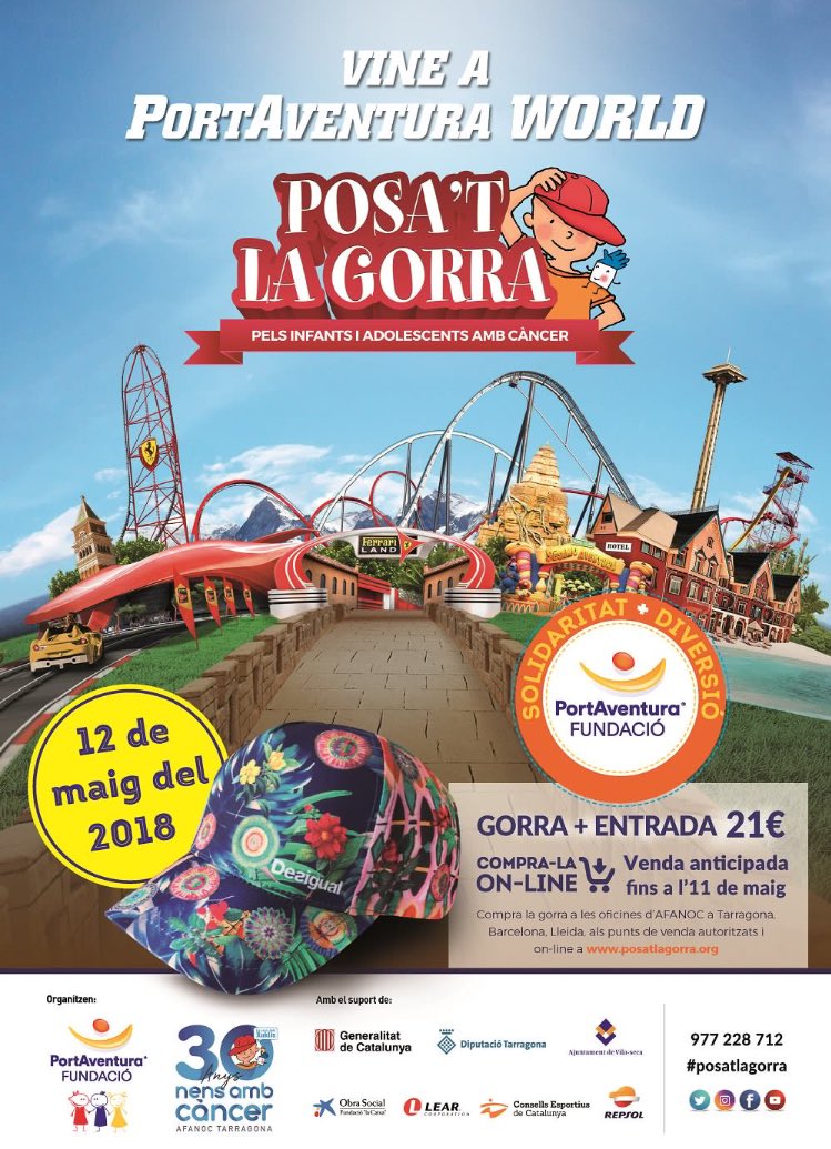 Yassssss!!! El sábado 12 de mayo participaremos en la fiesta  de <a href="/AFANOC/">Associació d'infants i joves amb càncer (AFANOC)</a> 🧢  #PosatLaGorra en <a href="/Portaventura_ES/">PortAventura World</a>  👏  Si quieres unirte a nosotros y ayudar en esta CAUSA sigue las instrucciones 👇bit.ly/Tmday_PosatlaG…