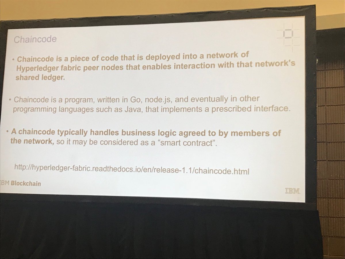 heathersimmons's tweet image. #chaincode is a smart contract that sits on #blockchain. @ibm #CollisionConf