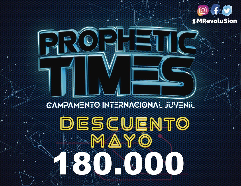 MRemavid's tweet photo. Descuento de $30.000 para nuestro campamento #PropheticTimes

Más Información: https://t.co/ALVup1YDsb https://t.co/DpYYQjY8Kk