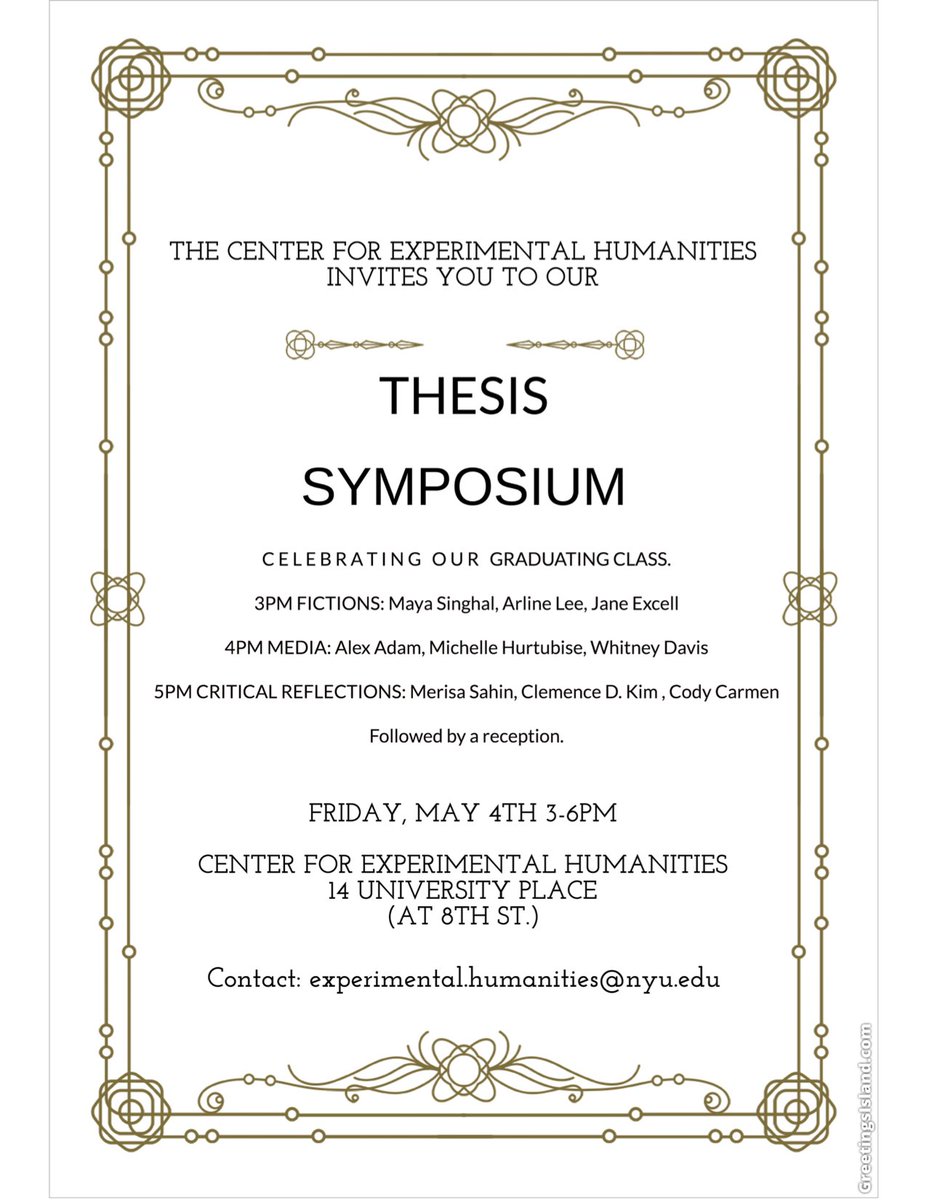 CEH students! Join us on Friday for our Thesis Symposium to learn about the work your fellow classmates have been doing and to celebrate our graduating class! 
bit.ly/2JJixfg