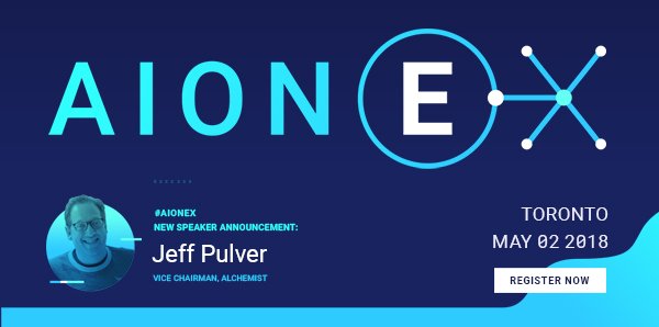 Aion_OAN's tweet photo. We're pleased to announce @JeffPulver, Internet Pioneer &amp; @Alchemist_Group Vice Chairman, will be speaking at #AIONEX on May 2nd in #Toronto. Currently exploring the intersection of #Blockchain &amp; Finance, Jeff is a passionate advocate of Security Tokens. https://t.co/RTCjvHU7sI https://t.co/BRH6XkoInW