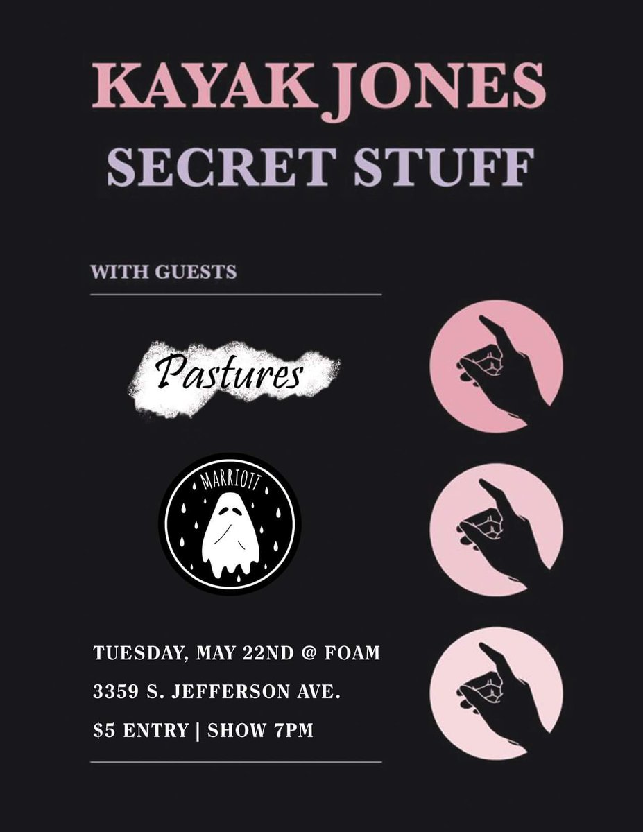STL_Emo's tweet photo. Kayak Jones will be at Foam on Tuesday May 22nd w/ Secret Stuff, Pastures &amp; Marriott!!

RT for a chance to win a pair of tickets to the show. Winner will be announced this Friday. https://t.co/l7U4VLy2Gs