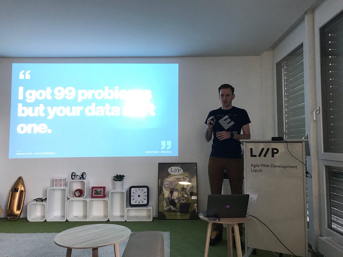 SebastianHaag's tweet photo. @SkyNebula talking about #GDPR tonight at @webmardi @liip https://t.co/MDRQXtDHcT