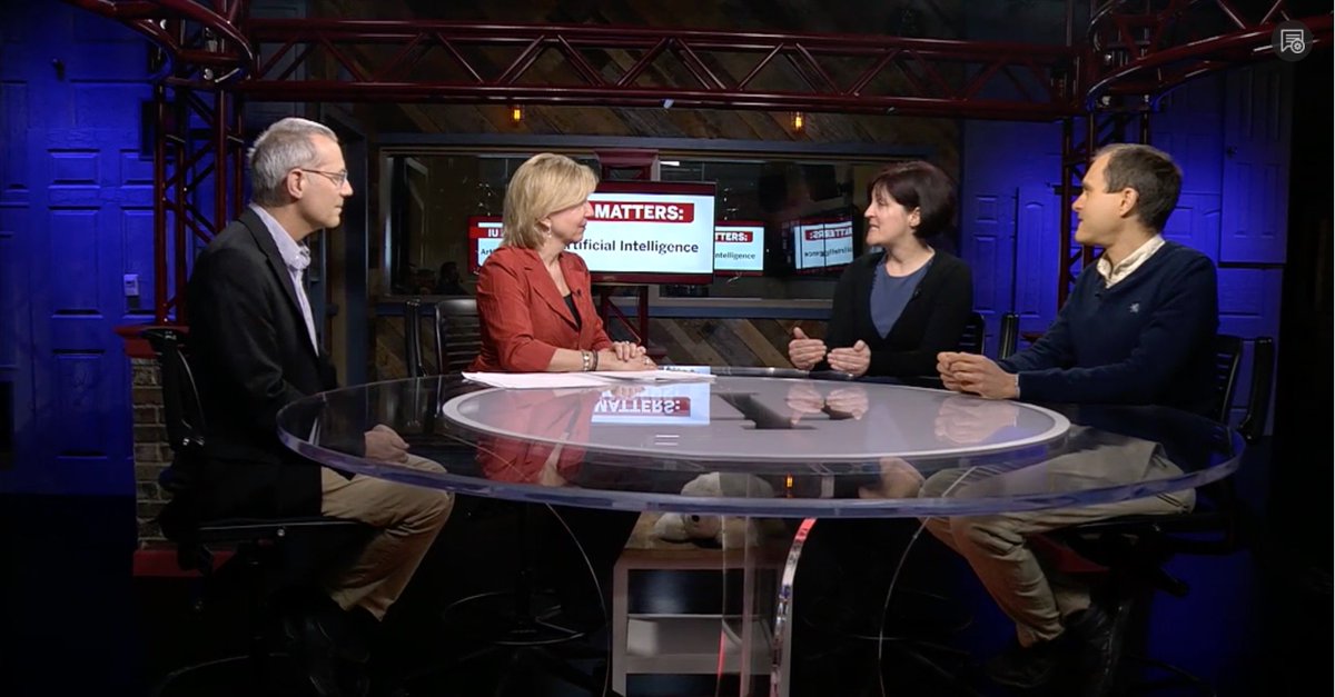 IULuddy's tweet photo. SICE professors Selma Sabanovic, David Crandall, and Christopher Raphael discuss the promise and perils of artificial intelligence in the most recent edition of "IU Matters." https://t.co/6vdgyAXhF5 https://t.co/MqaPZYyShS