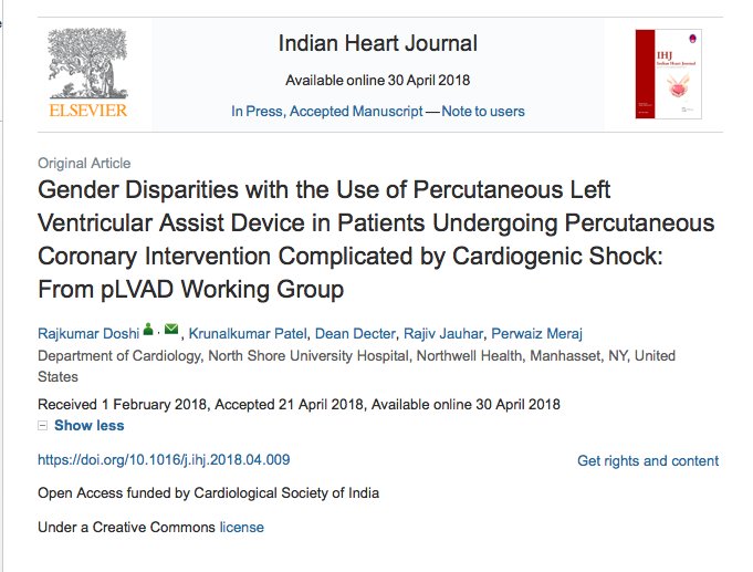 raj20490's tweet photo. Just published: #Gender difference with the use of #Impella complicated by #Cardiogenicshock @IndianHeartJ @ELS_Cardiology @NSLIJ_Research @PerwaizMeraj @stentdoc1 @kap2086 #northwellhealth #PCI https://t.co/wKGLHaxdvT https://t.co/rMG9XZpsMk