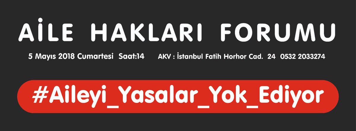 #AileForumu 5MayısSaat:14
AKV
İstanbul/Fatih
HorhorCad.24

<a href="/AileHaklari/">Aile Hakları</a>
<a href="/CocukHaklariDe/">Siyonizm SABATAİZM KAMALİZM terörizmdir YASAKLANSN</a>
@HakSesnet
Konular;
EYS
Velayet
Nafaka
ÇocukHaczi
Konuklar;
<a href="/aDilipak/">Abdurrahman Dilipak</a>
@SemaMarasli
<a href="/AHMETAGIRAKCA/">AHMET AGIRAKCA</a>
#SefaSaygılı
#OrhanÇeker
#MücahitGültekin
#ErkutErdoğan
#M_EminÖzkan
<a href="/CocukAile/">Çocuk & Aile</a>
<a href="/AileAkademisi/">Aile Akademisi</a>