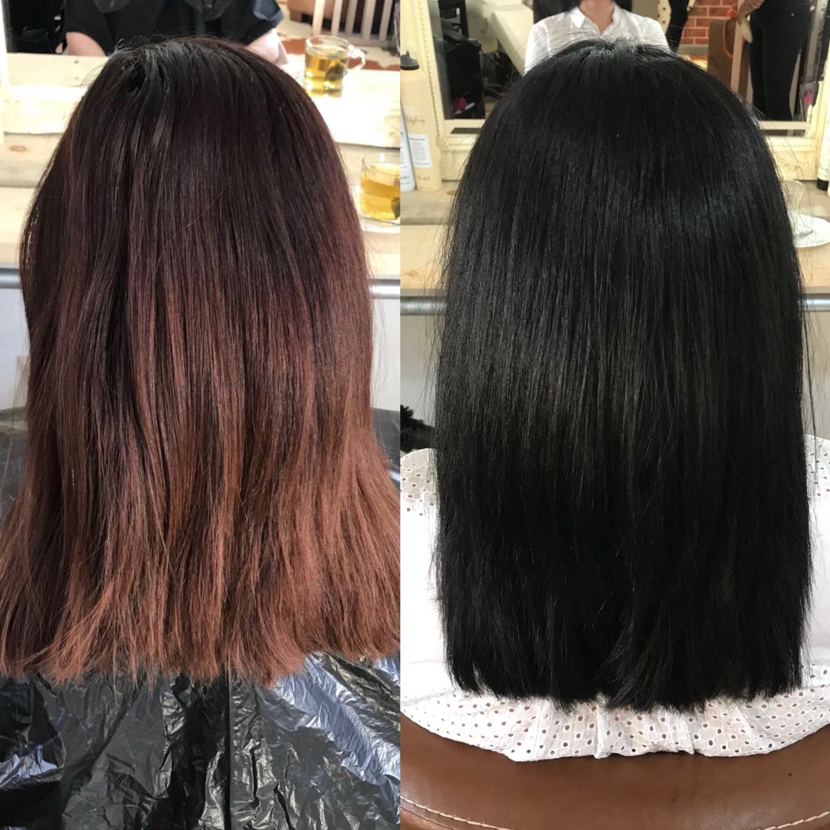 SuperMeUK_'s tweet photo. Simple yet effective hair transformation! This client came in with damaged hair from her holiday &amp; her hair colour had faded. We’ve brought her hair back to life with a pre-pigment of mid-length and ends then we added a full shade of deep black for the final look. #YarmOnTees https://t.co/RUbpnULcMp